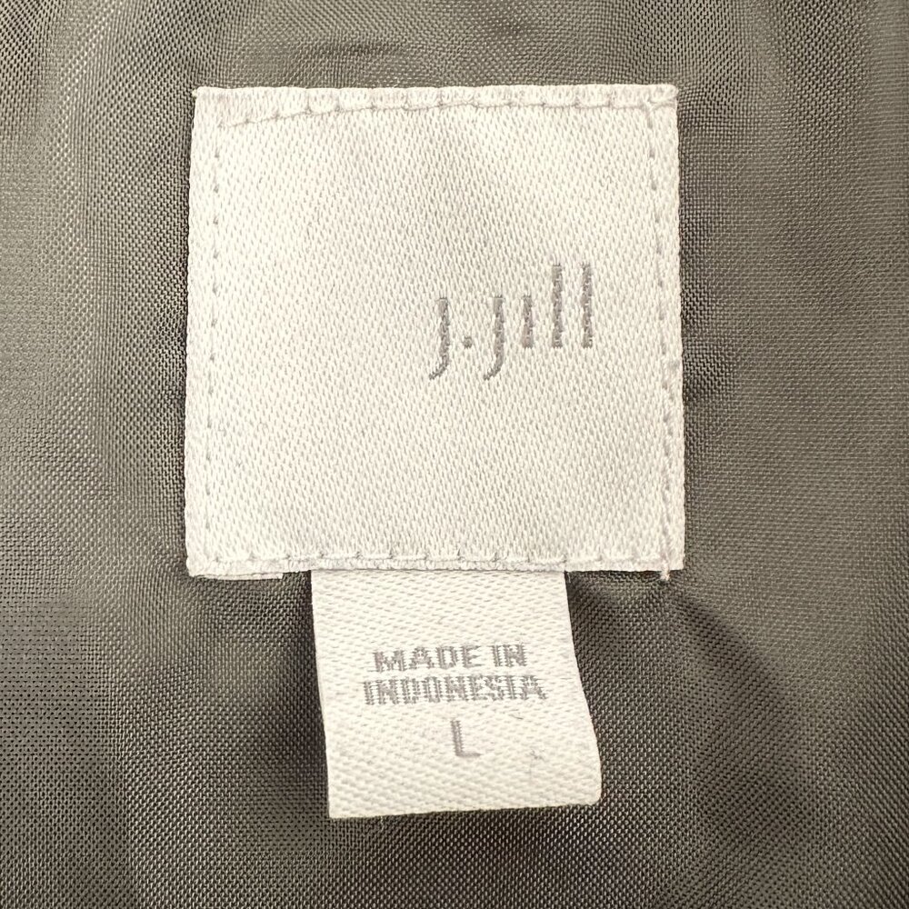 J. Jill  Full Zip Puffer Vest, Balsam Green Speckled Herringbone, Large - Picture 4 of 10